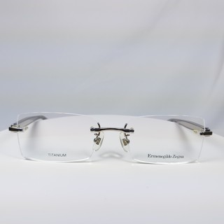 『逢甲眼鏡』 Zegna 傑尼亞 無框眼架 全新正品 純鈦 銀色中梁 貝殼藍鏡腳 經典商業款【VZ3087J 579X】
