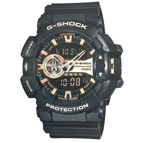 【CASIO】G-SHOCK金屬搖滾個性運動雙顯錶(GA-400GB-1A4)正版宏崑公司貨