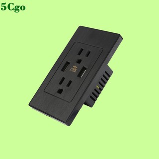 5Cgo【含稅】2.1A美規帶雙USB插座面板黑色美式美標美國台灣日本電源牆壁現代歐美三插插座574072214945