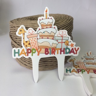 生日蛋糕插牌 裝飾 烘焙西點 杯子蛋糕 包裝裝飾 長頸鹿 派對節日 點心 插牌插卡插旗 點綴 現貨