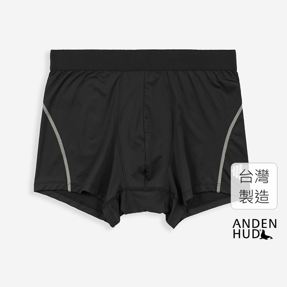 【Anden Hud】男款_吸濕排汗系列．短版變化平口內褲(黑-大腿肌日) 台灣製