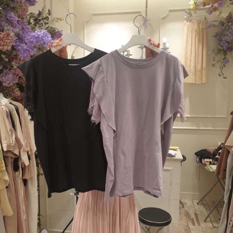 轉QQBOW 韓國超有名RARA家紫色袖口蕾絲t恤