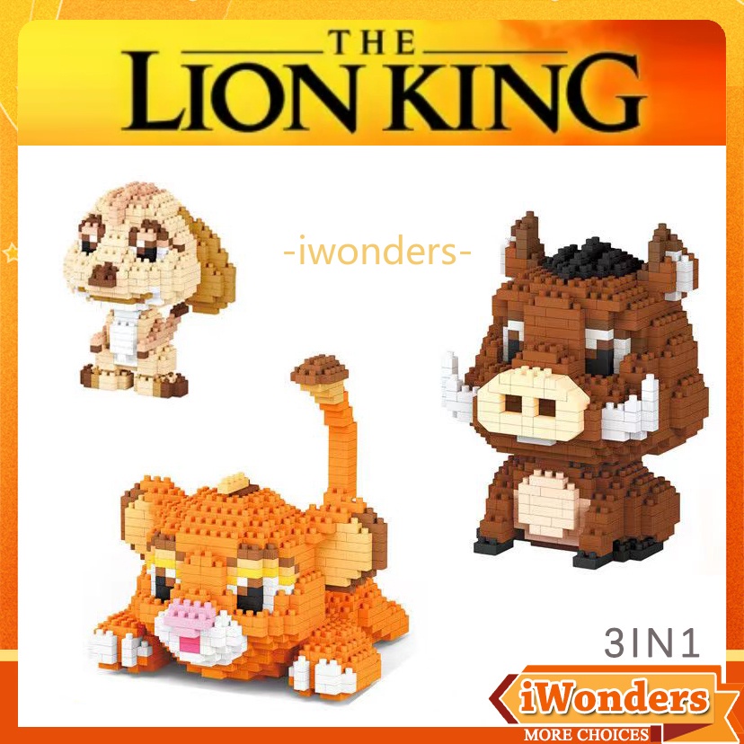 Nano Blocks 獅子王積木 3 合 1 獅子王的 Timon 和 Pumbaa 創意禮品玩具