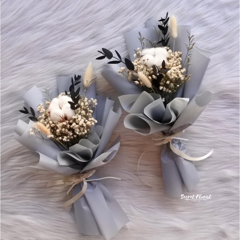 秘密花藝 棉花乾燥花束 畢業花束 交換禮物 蝦皮購物