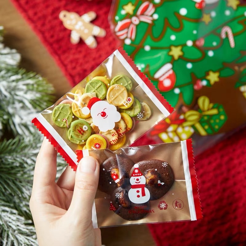 ➰hoho➰聖誕金色鋸齒包裝袋 糖霜餅乾包裝袋 手工餅乾包裝袋 雪Q餅包裝袋 杏仁瓦片包裝袋 新年糖果包裝袋 聖誕包裝袋