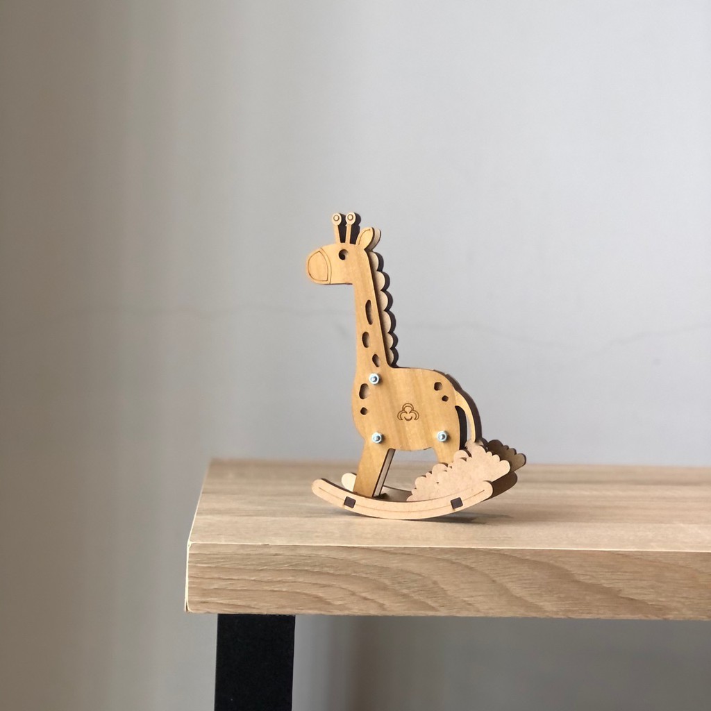 卷木森活館 小動物筆架 長頸鹿 Diy 原木貼皮拼板交換禮物 蝦皮購物