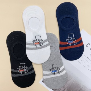 SIMPSON 男襪 韓國襪子 辛普森家族 條紋襪 美國卡通 矽膠防滑隱形襪 辛普森 船型襪
