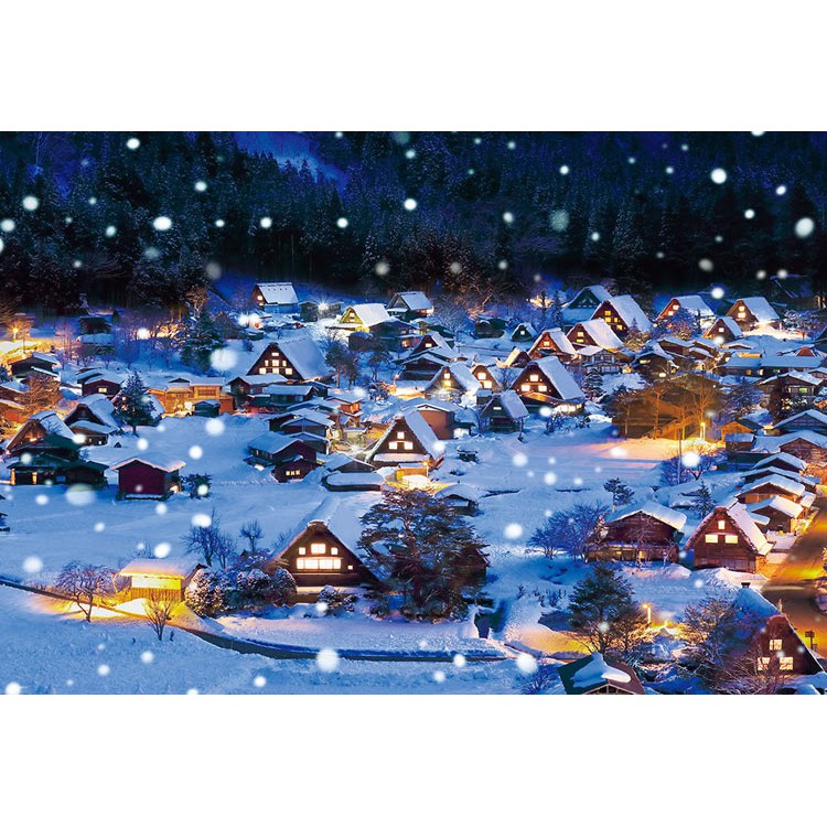 Beverly  飄雪的白川郷  1000片  拼圖總動員  世界遺產  夜光  日本進口拼圖