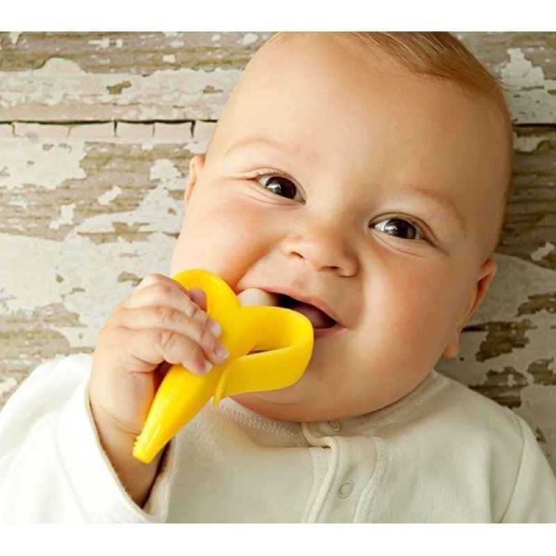 [現貨]美國Baby Banana香蕉造型嬰兒固齒器 磨牙器咬膠牙膠 軟性學習牙刷(0m+)