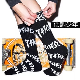 歐美 火焰 THRASHER X HUF BMX 風格潮流 ulzzang 字母 滑板 中筒襪 情侶款 街舞 搖滾 嘻哈