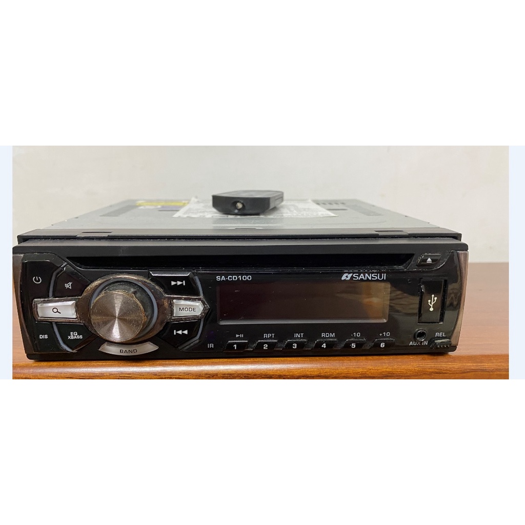 二手SANSUI 日本山水 SA-CD100汽車音響主機(CD/USB/AUX)，含線組、遙控器