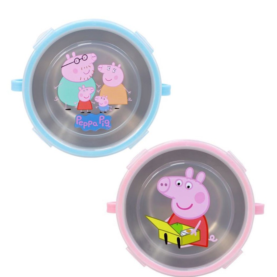 Peppa Pig 粉紅豬小妹 佩佩豬 不鏽鋼雙耳隔熱碗 2色【宜兒樂】