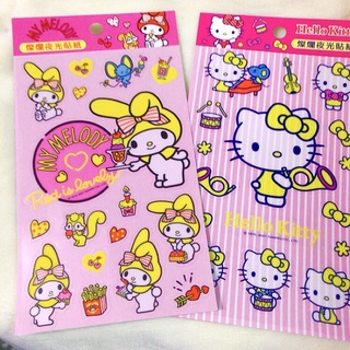 Hello Kitty凱蒂貓/美樂蒂-燦爛夜光貼紙市價$50（貼紙