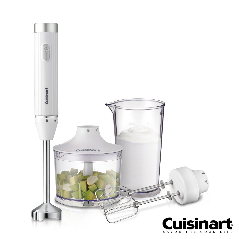 美國Cuisinart 極輕量多功能手持式變速攪拌棒組 HB-500WTW(附打蛋器、切碎盆、攪拌杯) 現貨 廠商直送