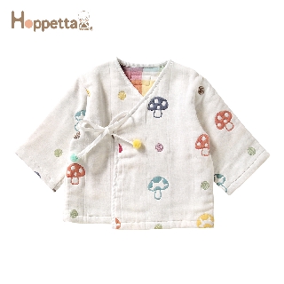 日本 Hoppetta 蘑菇六層紗睡袍/浴袍(0M-3Y)- 42x70cm【YODEE優迪嚴選】