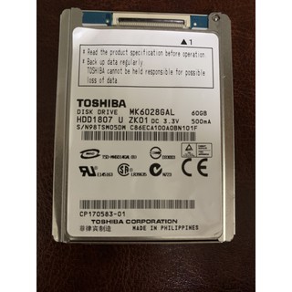 TOSHIBA 60GB 1.8 吋 ZIF(IDE) 迷你硬碟 良品