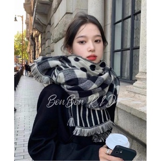 Bonbon🇯🇵日韓代購🇰🇷🌟現貨 正韓 秋冬 保暖 羊絨 混紡 針織 雙面 圍巾 百搭🌟