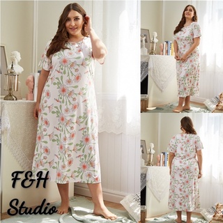 F&h 2567-XL-3XL 寬鬆夏季加大碼睡衣女短袖睡裙