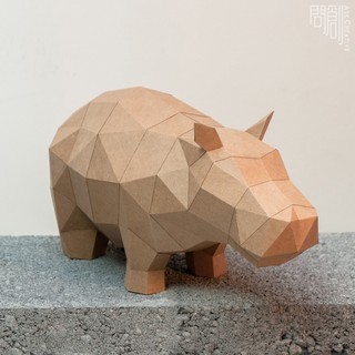 問創設計 DIY手作3D紙模型 禮物 擺飾 小動物系列 -圓滾滾河馬