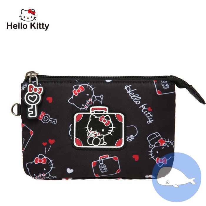 【小鯨魚包包館】Hello Kitty 凱蒂漫旅-三層零錢包-黑 KT01T08BK 零錢包