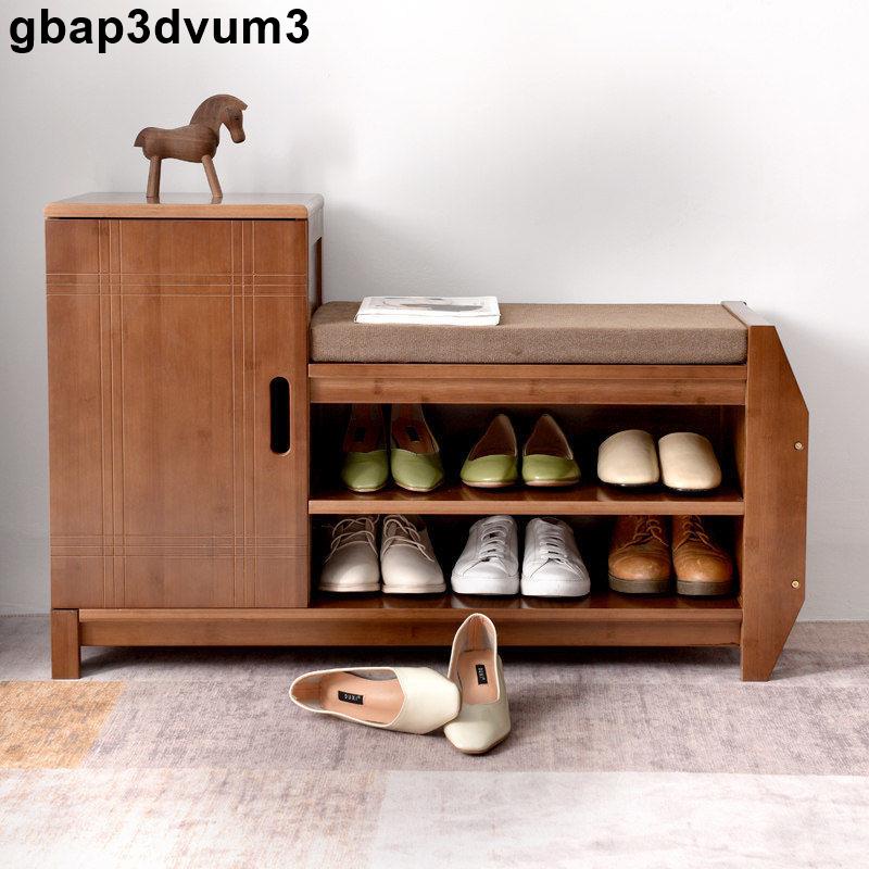 楠竹中式可坐換鞋凳高低鞋柜鞋架家用多層門口走廊儲物凳穿鞋凳子gbap3dvum3