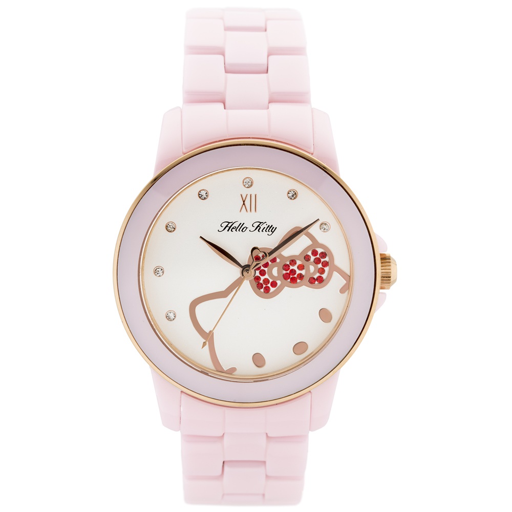 【聊聊私訊甜甜價】HELLO KITTY 凱蒂貓甜心夢幻陶瓷手錶-粉紅玫瑰金/36mm