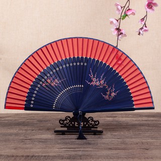 臺灣現貨天天寄【粉紅菲菲】大紅色手繪扇子摺扇中國風古風古典折疊扇隨身便攜跳舞蹈扇（7425-78）35-0078