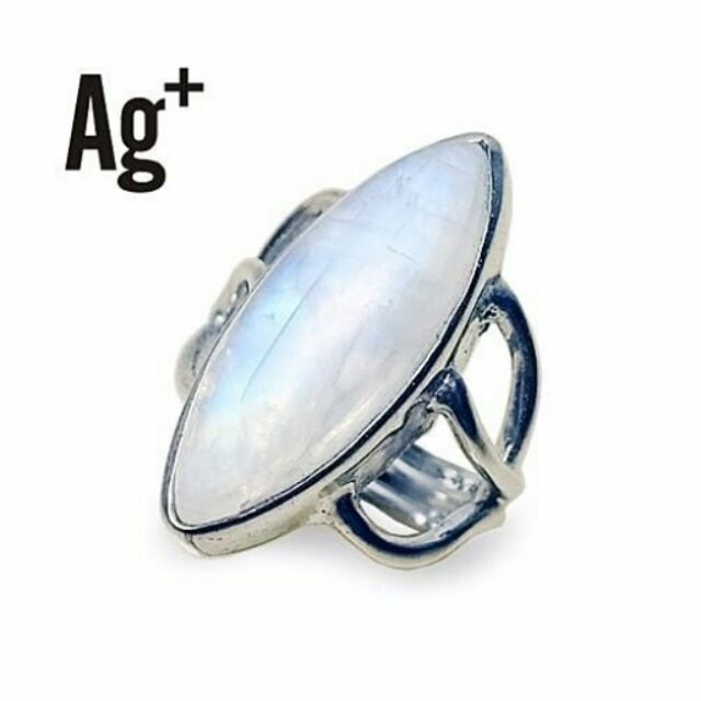 Ag+銀飾個性耀眼的彩虹月光石戒