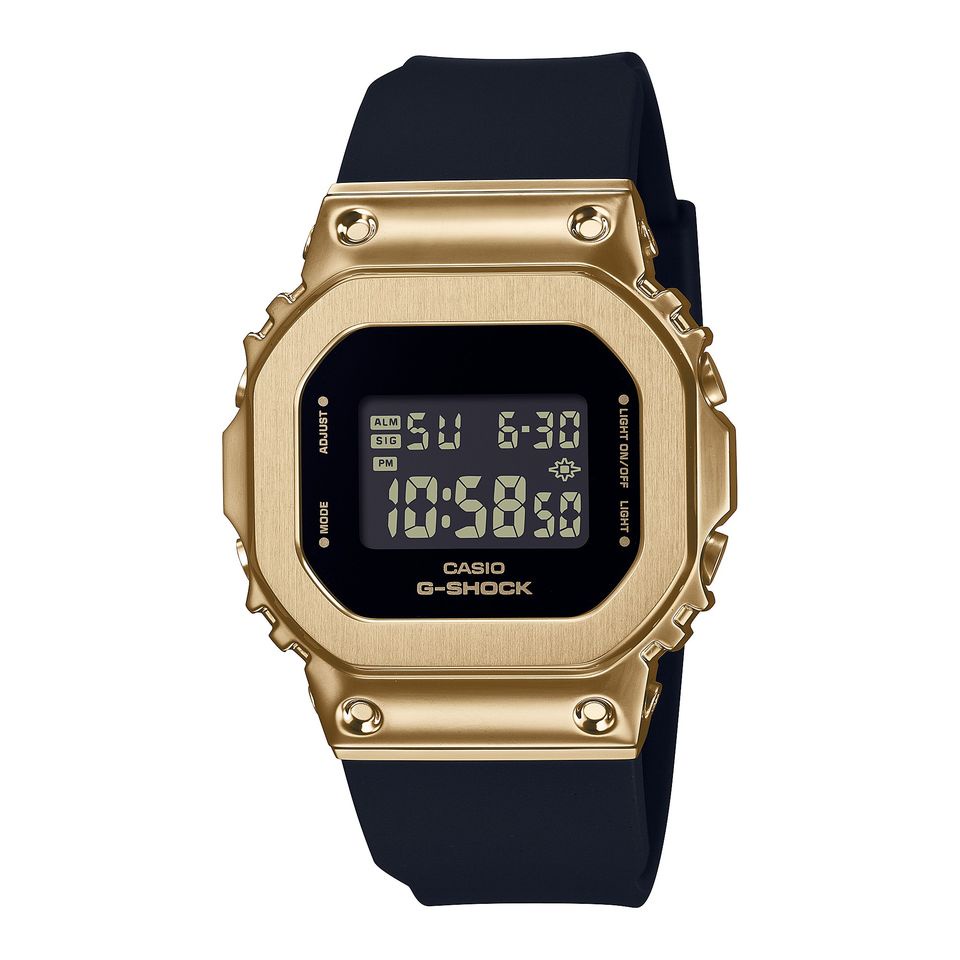 【CASIO】G-SHOCK 經典5600系列女版 金色不鏽鋼錶殼x樹脂錶帶 GM-S5600GB-1 台灣卡西歐公司貨