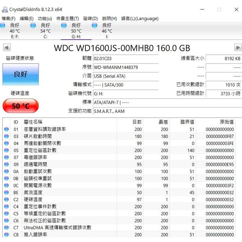 WD 3.5吋 桌上型 SATA 電腦主機 硬碟 160GB