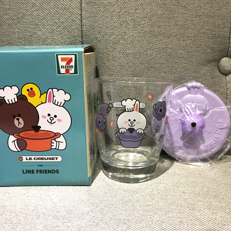 （已預訂勿下標）香港 正版  7-11 Line x Le Creuset 限量玻璃杯 兔兔CONY花形鍋+熊美粉心鍋