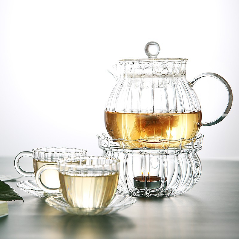 【ins下午茶具】歐式玻璃茶壺過濾花茶壺 韓式花茶具套裝 高硼硅耐熱煮茶壺泡茶壺 K01