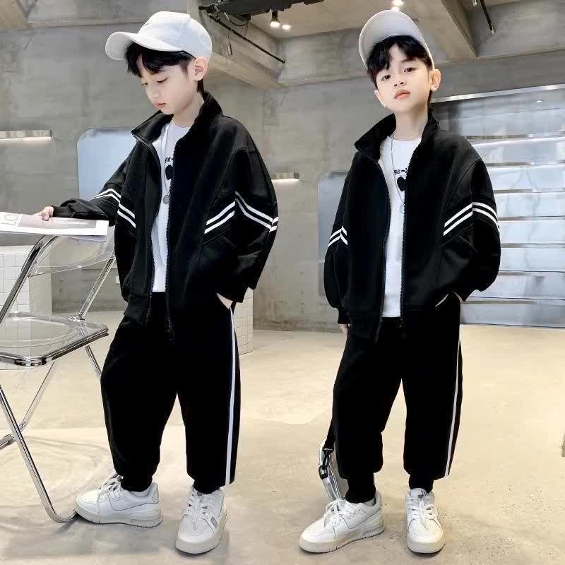 110-160CM 中大童 上衣+褲子 韓版童裝 兒童小外套棒球服 男童洋氣休閒大學T外套兩件套  現貨 快速出貨