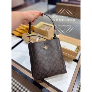臺灣有貨 折扣款 全新正品 Coach CA582 Mollie 22 Bucket Bag 深色老花小款水桶包