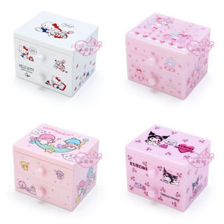 ♥小花花日本精品♥Hello Kitty雙子星酷洛米 桌上型 雙層抽屜盒 收納盒 置物盒 飾品盒56888003