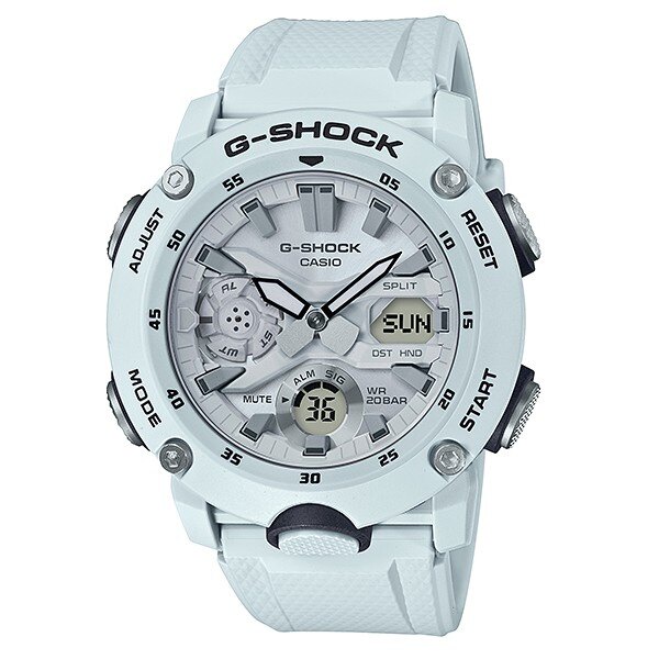 CASIO卡西歐G-SHOCK GA-2000S-7A碳纖維核心防護構造雙層背蓋設計不鏽鋼面板維持密合性48.7mm