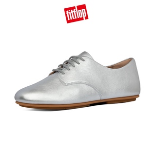 【FitFlop】ADEOLA LEATHER LACE-UP DERBIES經典簡約繫帶牛津鞋-女(銀)