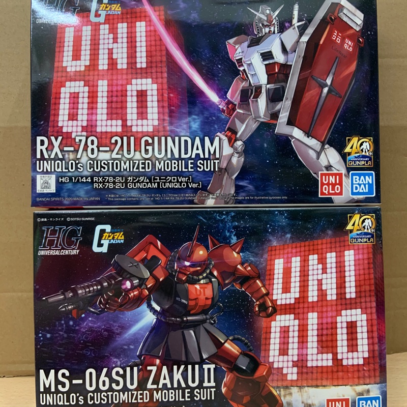 Uniqlo 鋼彈 Gundam 萬代 Bandai 40週年聯名款 初鋼 初代鋼彈RX-78 薩克 MS-06 模型