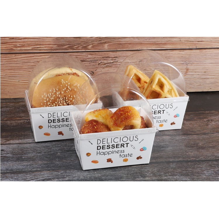 【歡樂派】韓國網紅三明治盒厚蛋早餐吐司麵包漢堡包裝盒紙盒透明蓋