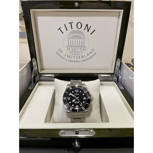 TITONI 83600 S-BK-256 600米 瑞士梅花錶 機械錶 42mm