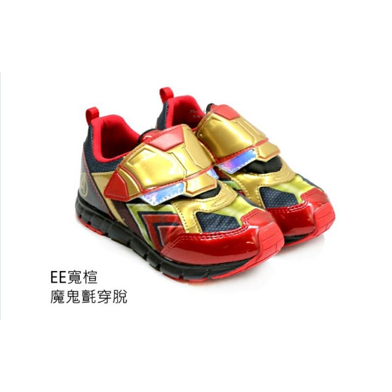 新品上架   日本品牌月星 MOONSTAR x漫威電影鋼鐵人兒童運動休閒鞋男童運動鞋(MVL0053 紅金)