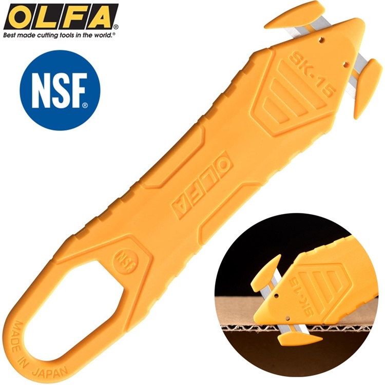 耀您館 日本OLFA美國NSF認證可水洗超輕薄安全拆箱刀附掛洞SK-15 