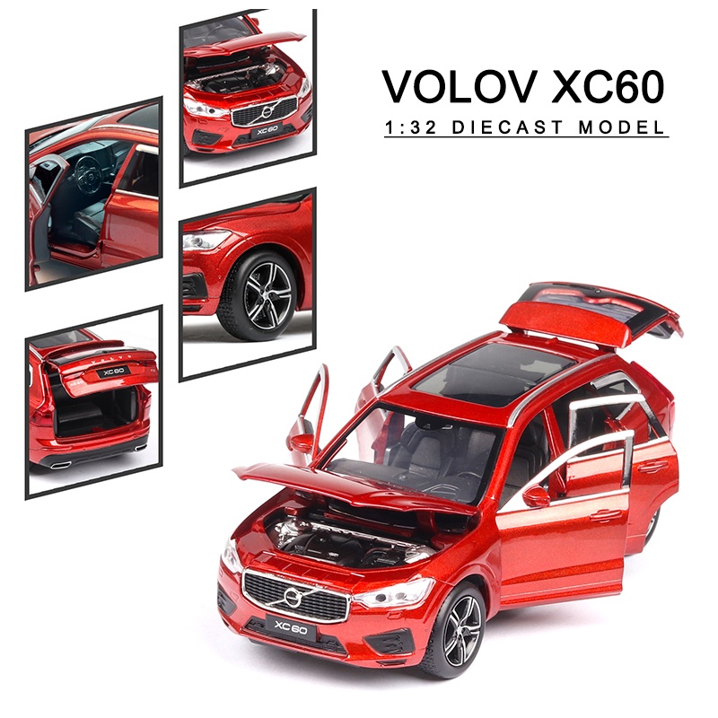 D.1:32 VOLVO XC60 SUV 汽車模型合金壓鑄玩具車門可打開汽車卡車