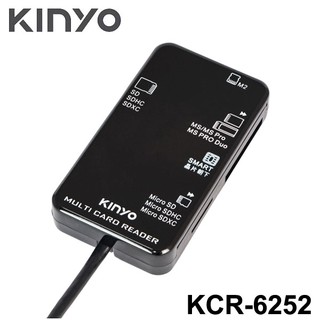 【3CTOWN】含稅附發票 KINYO 金葉 KCR-6252 黑色 多合一晶片讀卡機 線長1.2M
