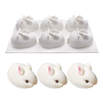 【順億化工】101-3D立體兔子六孔模 DIY手工皂矽膠模型