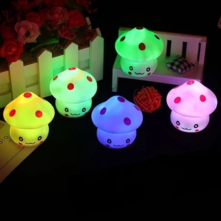 新款可愛多彩 LED 七彩蘑菇燈派對燈迷你兒童寶寶睡眠小夜燈新奇發光玩具禮物