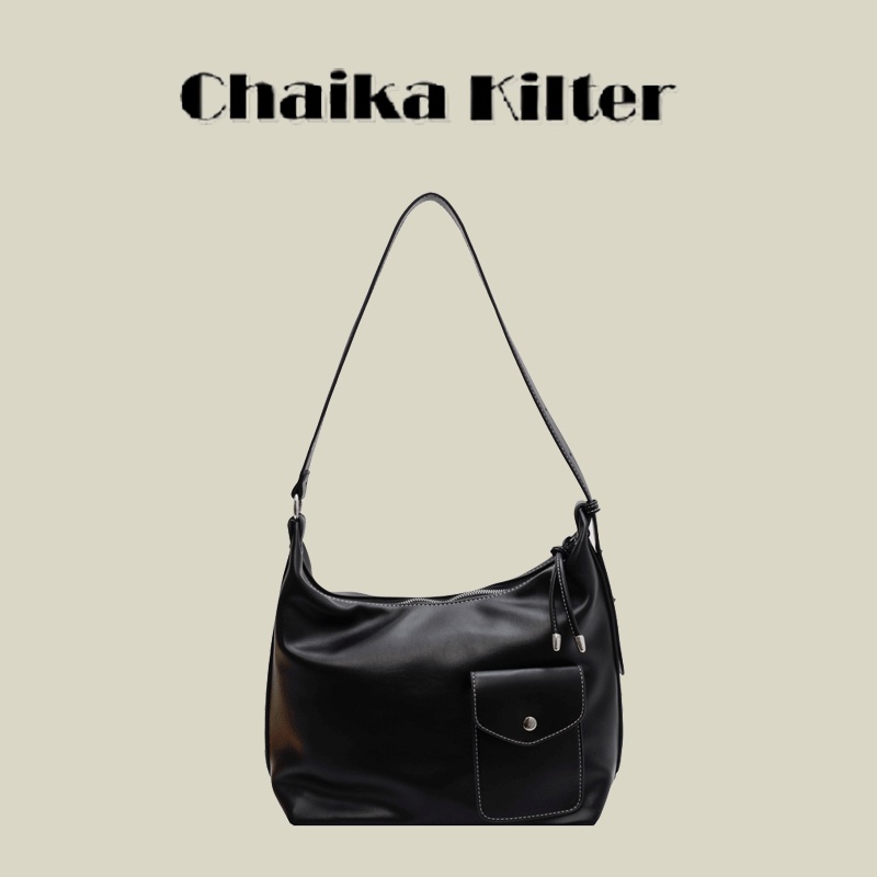 Chaika Kilter 復古 PU 皮革女士單肩包 大容量女士簡約休閒肩背托特包 側背包 CK1166