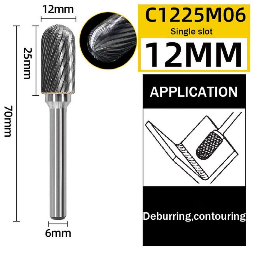 全新 現貨 單紋鎢鋼 12mm 單紋 鎢鋼 磨頭 銑刀 硬質 合金 旋轉 銼磨頭 鑽孔 修邊 切割 滾刀 合金 C F款