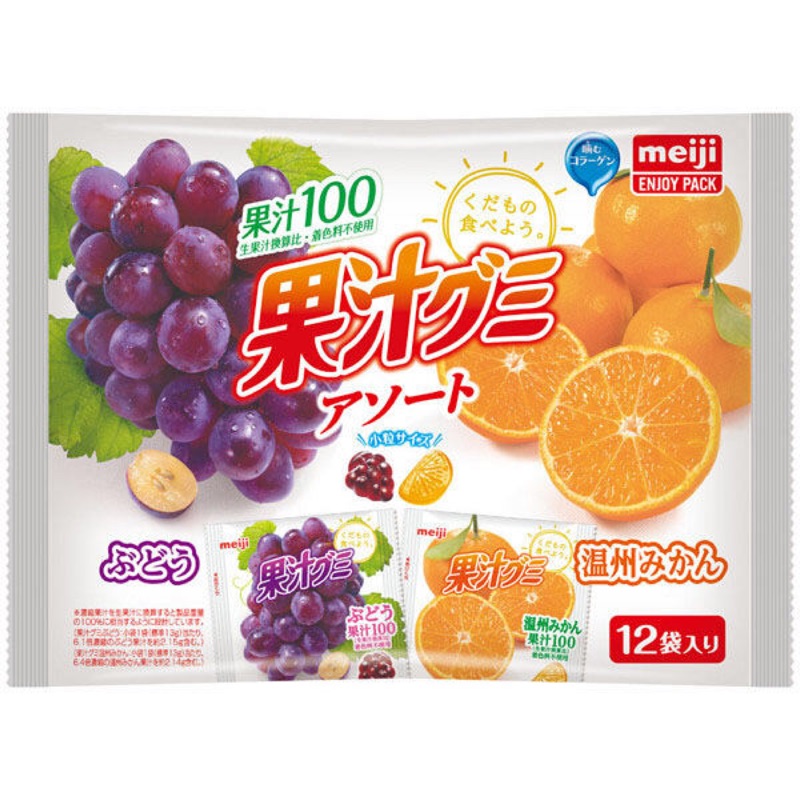 日本 明治 Meiji  qq糖 葡萄 蜜柑 156g 一袋12入