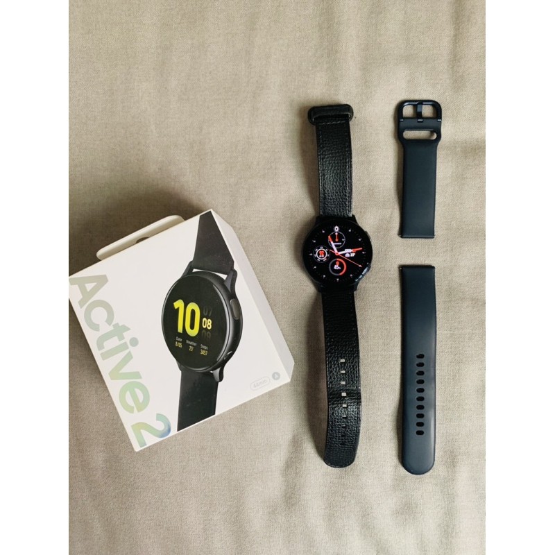 [二手]三星 Galaxy Watch Active2 GPS 智慧藍牙手錶 鋁製44mm午夜黑 ［另贈］二手皮革錶帶